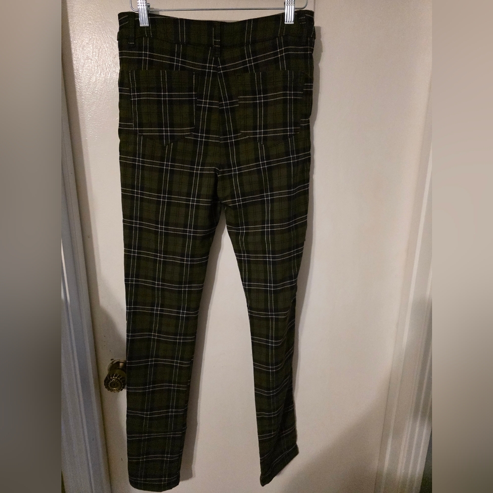 Killstar Olive Green Plaid Lace-Up Skinny Pants Size M - Picture 8 of 8